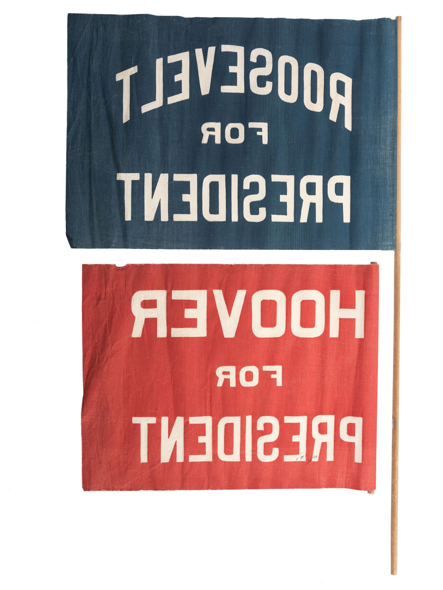 [FLAGS AND PATRIOTIC TEXTILES]. A group of 2 presidential campaign flags, comprising: