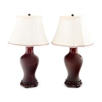 A Pair of Oxblood Glazed Porcelain Lamps