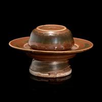 A Chinese Persimmon Glazed Porcelain Cup Stand — 紫金釉盞托