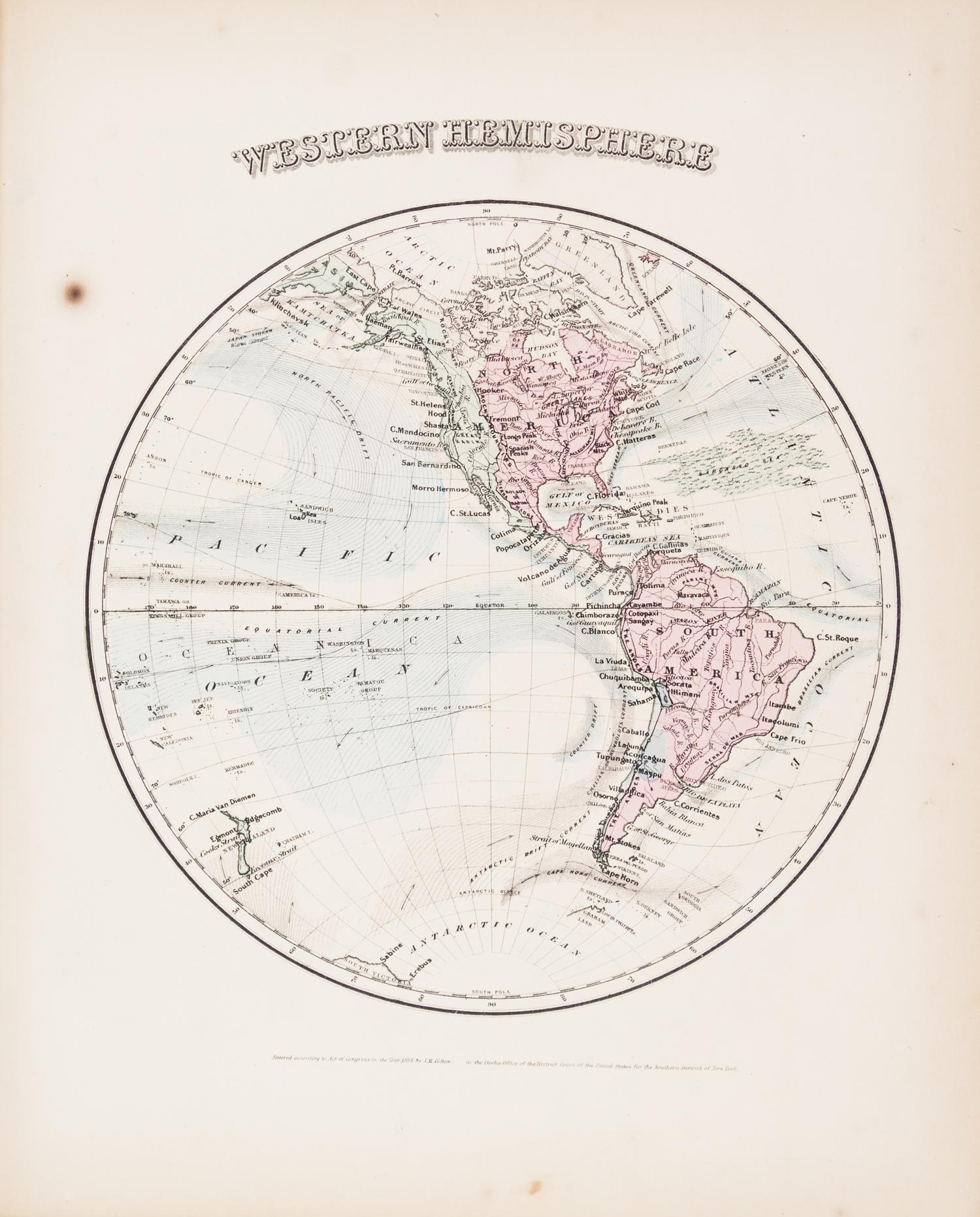 (ATLAS) COLTON, G.W. Colton's Illustrated Cabinet Atlas and Descriptive Geography. New York, 1862.