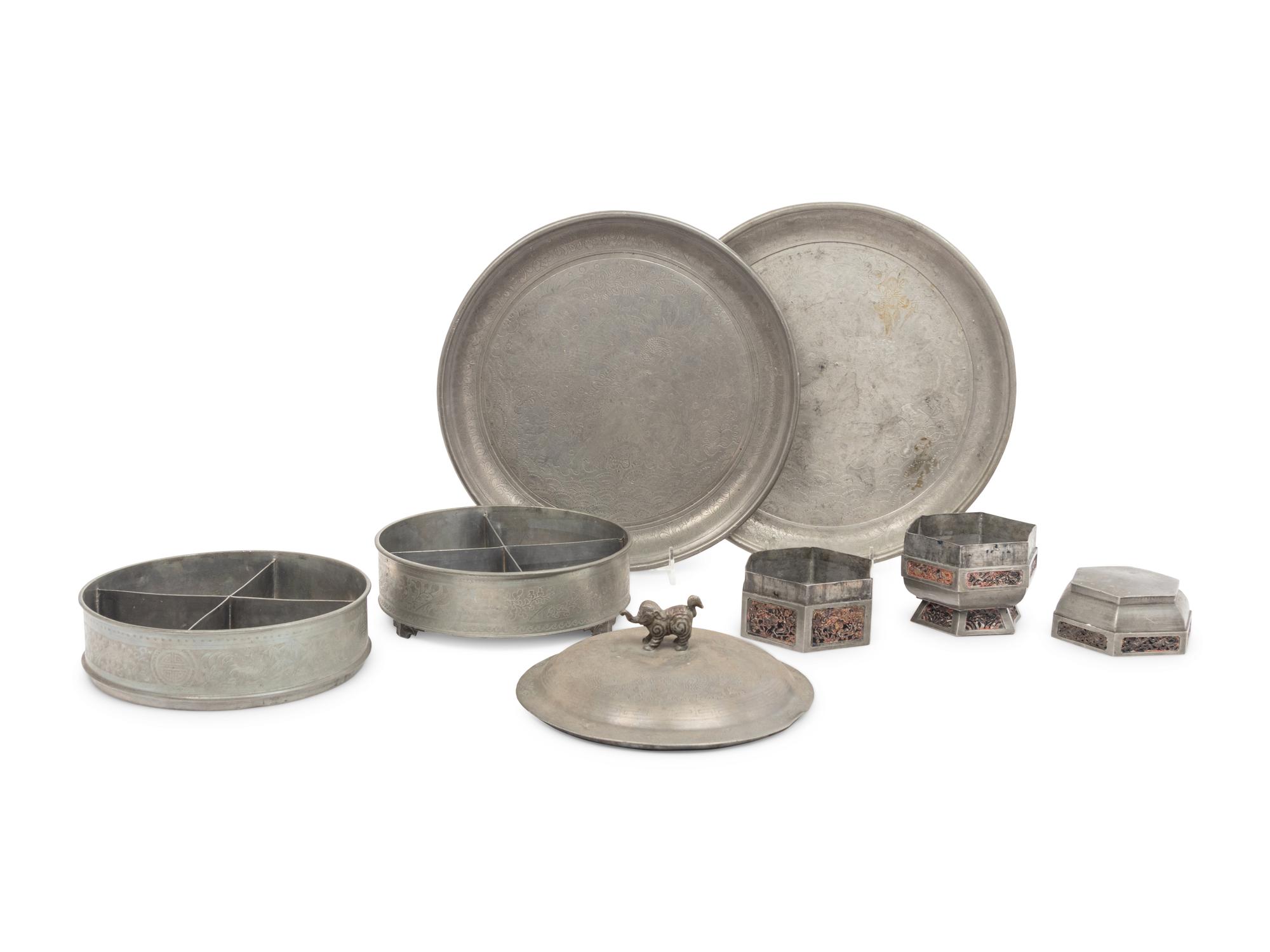 Four Chinese Pewter Articles