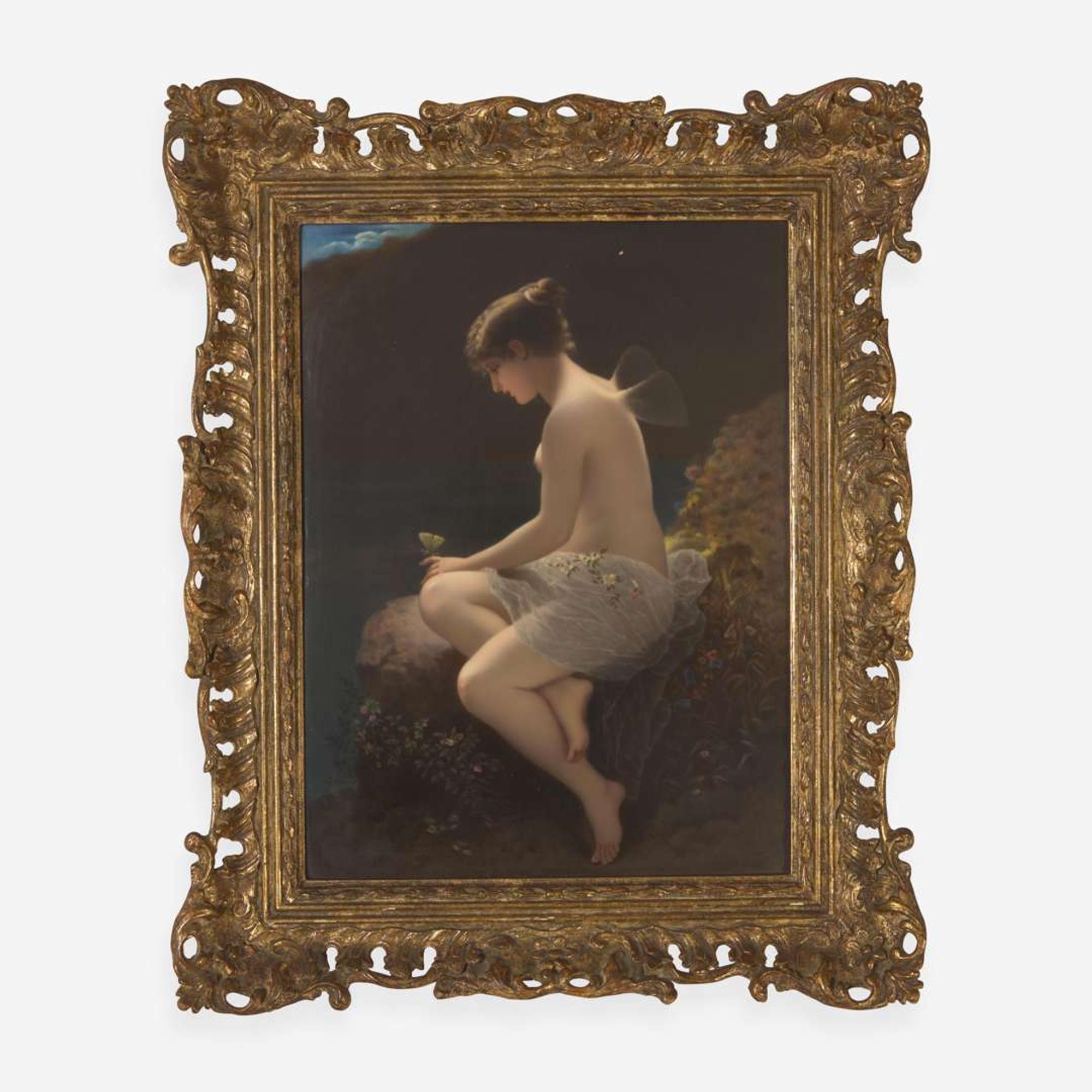 A KPM painted porcelain plaque depicting a fairy late 19th century
