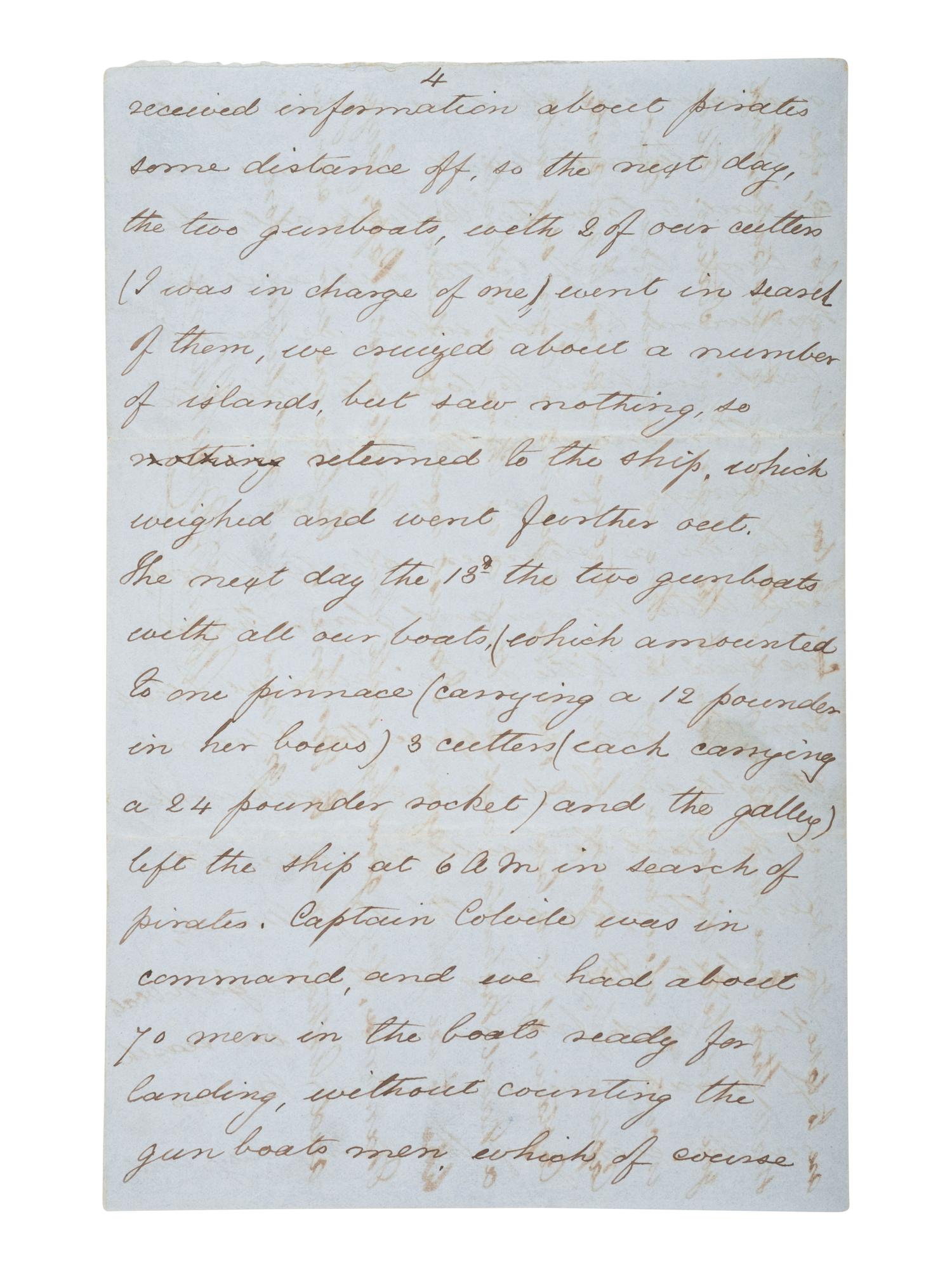 [MARITIME]. Markham, Sir Albert H. ALS on the HMS Niger describing pursuit of pirates. 1859.