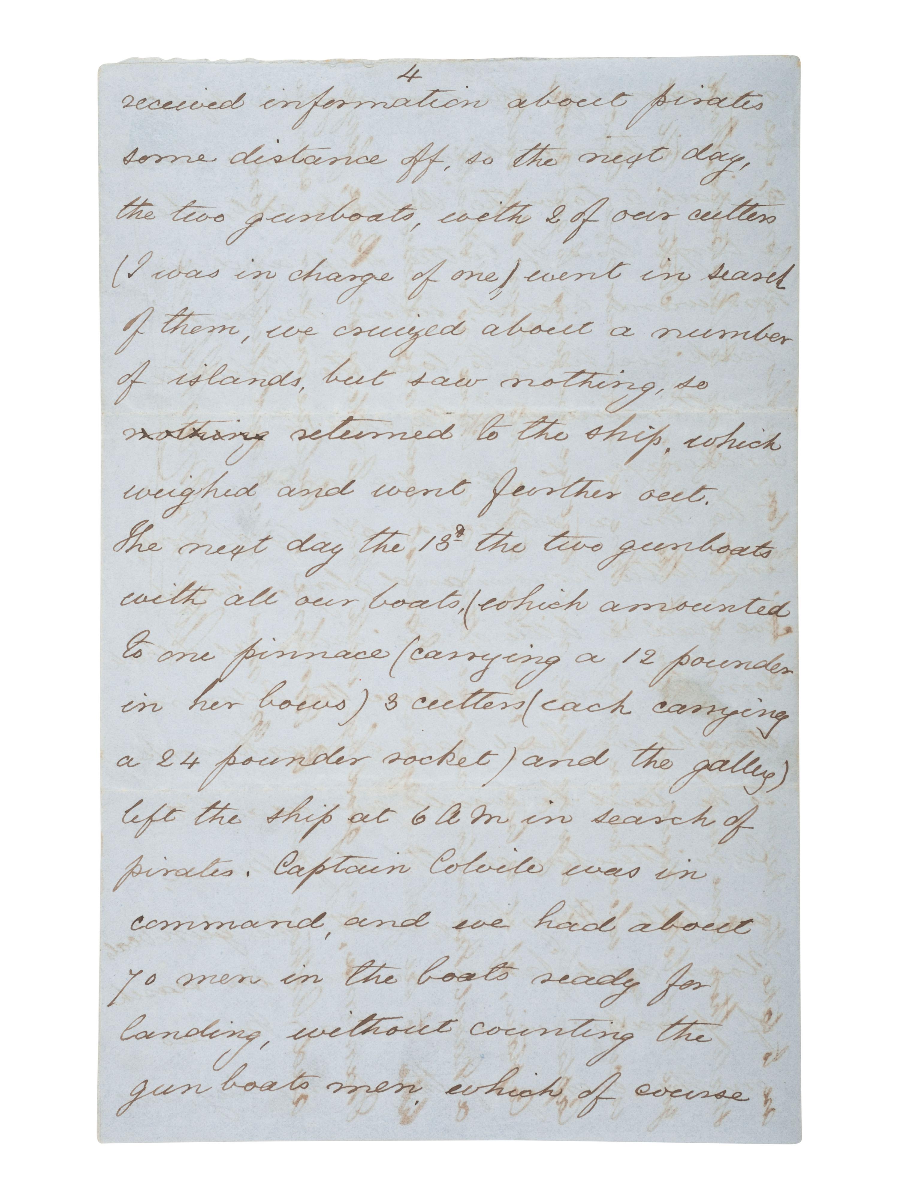 [MARITIME]. Markham, Sir Albert H. ALS on the HMS Niger describing pursuit of pirates. 1859.