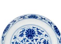 Four Chinese Blue and White Porcelain 'Lotus' Plates