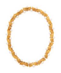 BUCCELLATI, YELLOW GOLD AND CULTURED PEARL LEAF MOTIF COLLAR NECKLACE