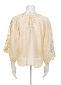 Embroidered Cream Silk Jacket with Crescent Moon and Star, 1910-30s