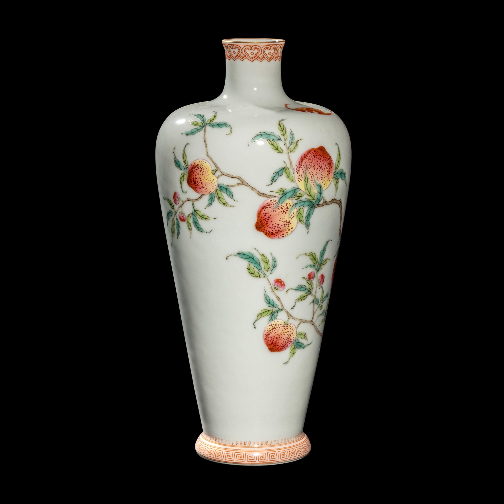A Chinese Famille Rose Porcelain 'Peach' Meiping Vase