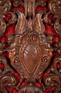 A Baroque Style Carved Walnut Three-Panel Floor Screen