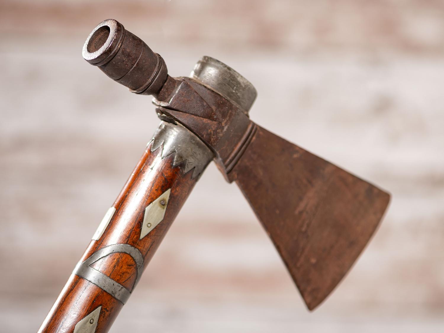 Great Lakes Pipe Tomahawk with Pewter and German Silver Inlay