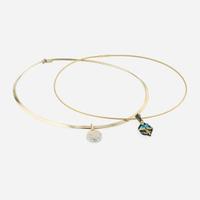 A Set of Two Yellow Gold Omega Necklaces and Charms