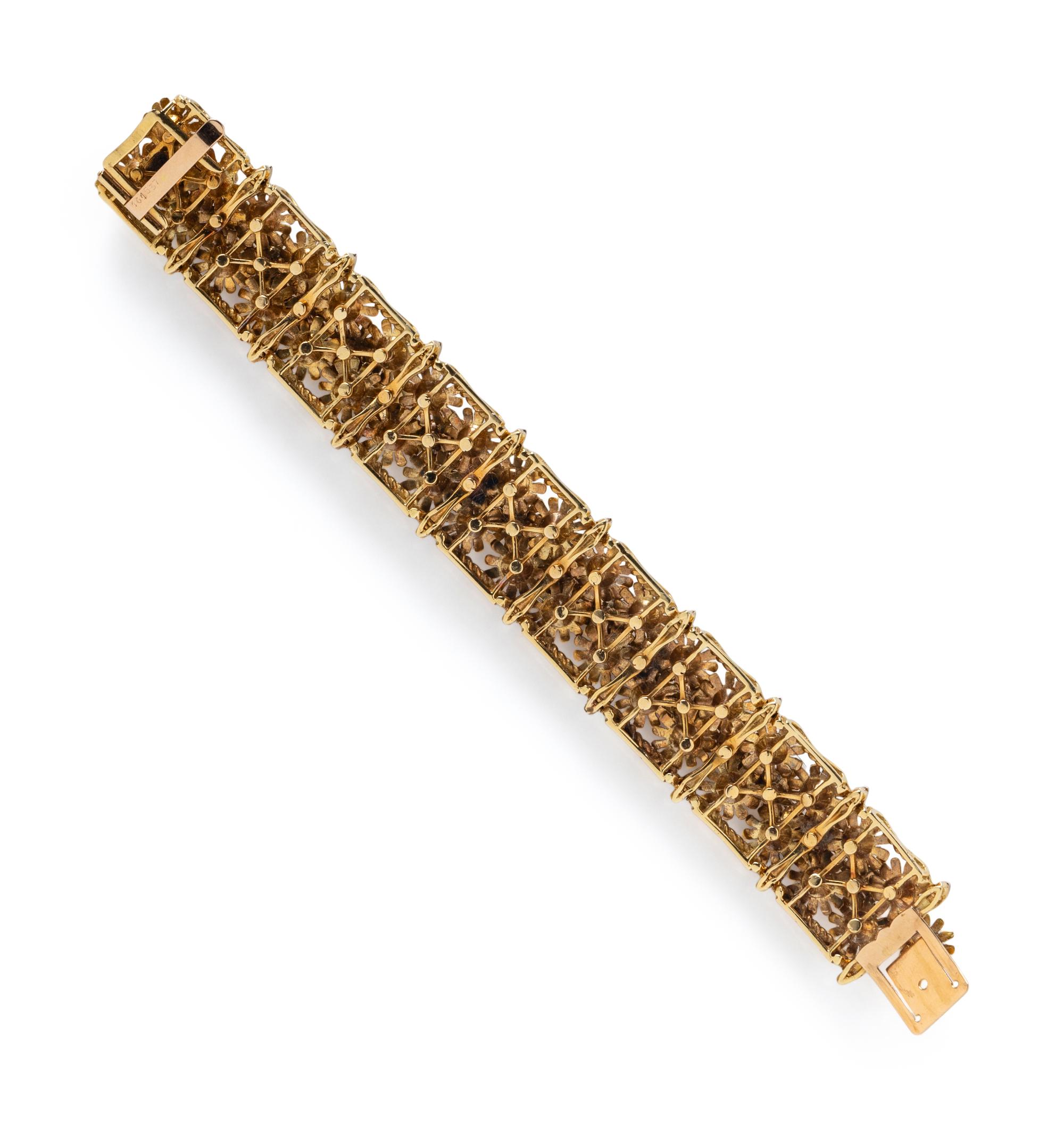 GOLD AND MULTIGEM FLORAL BRACELET
