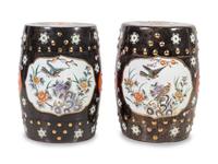 A Pair of Chinese Famille Garden Stools