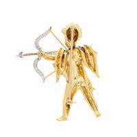 BICOLOR GOLD AND DIAMOND CUPID BROOCH