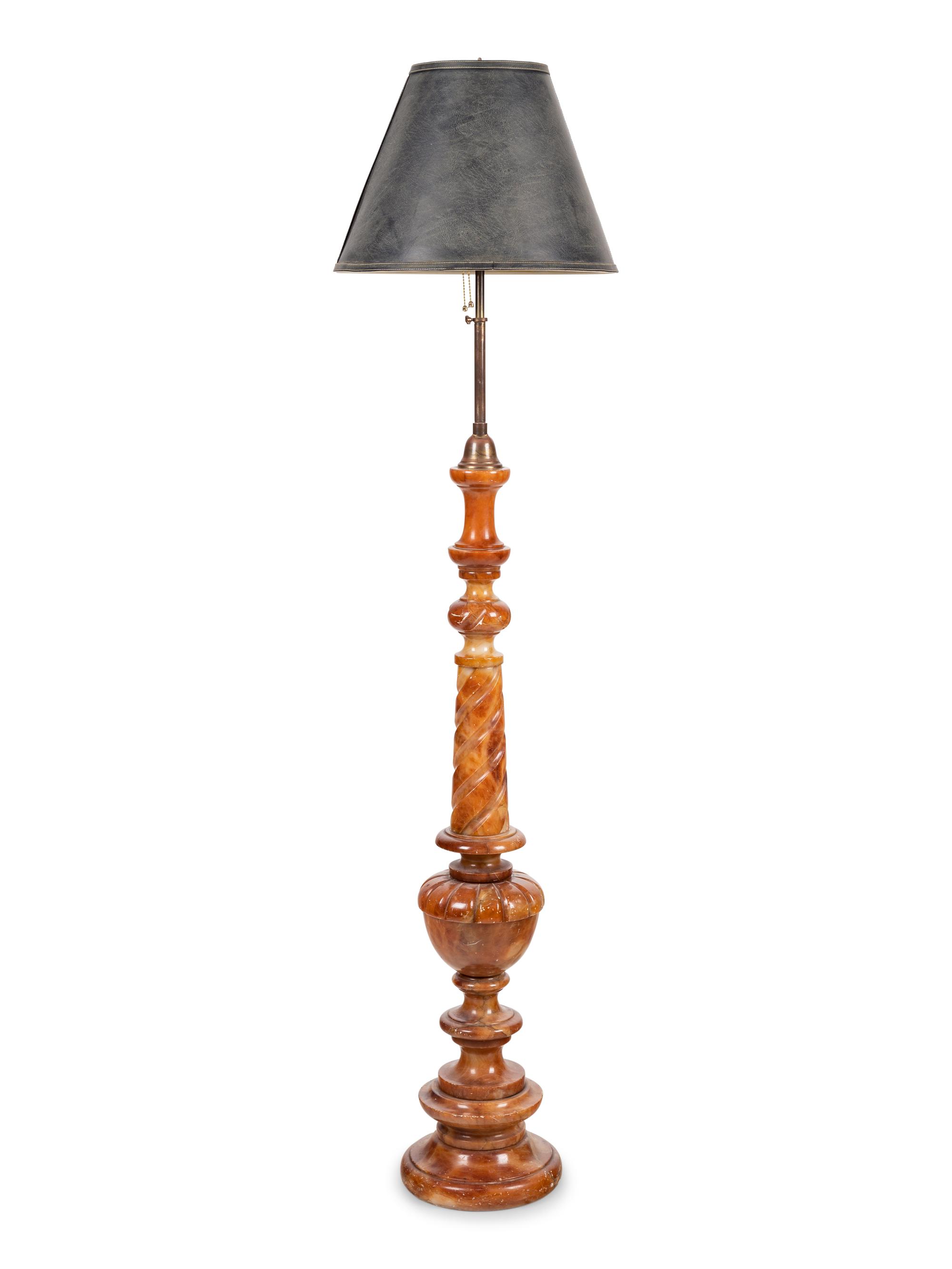 A Continental Carved Alabaster Floor Lamp