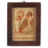 Fraktur drawing Bird on tulip branch, early 19th century