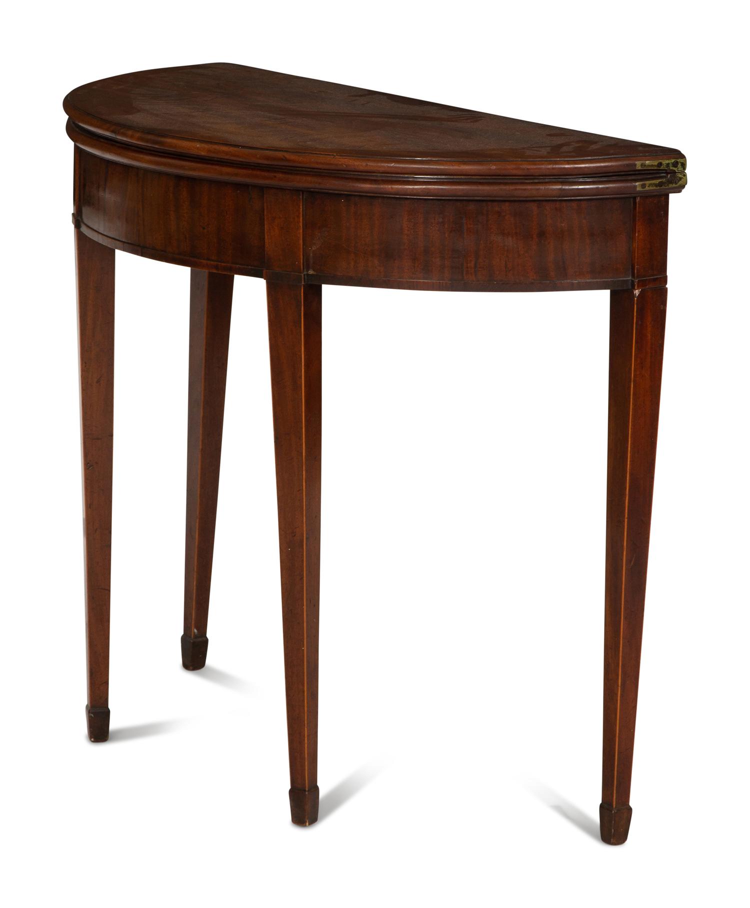 A George III Mahogany Demilune Flip Top Card Table