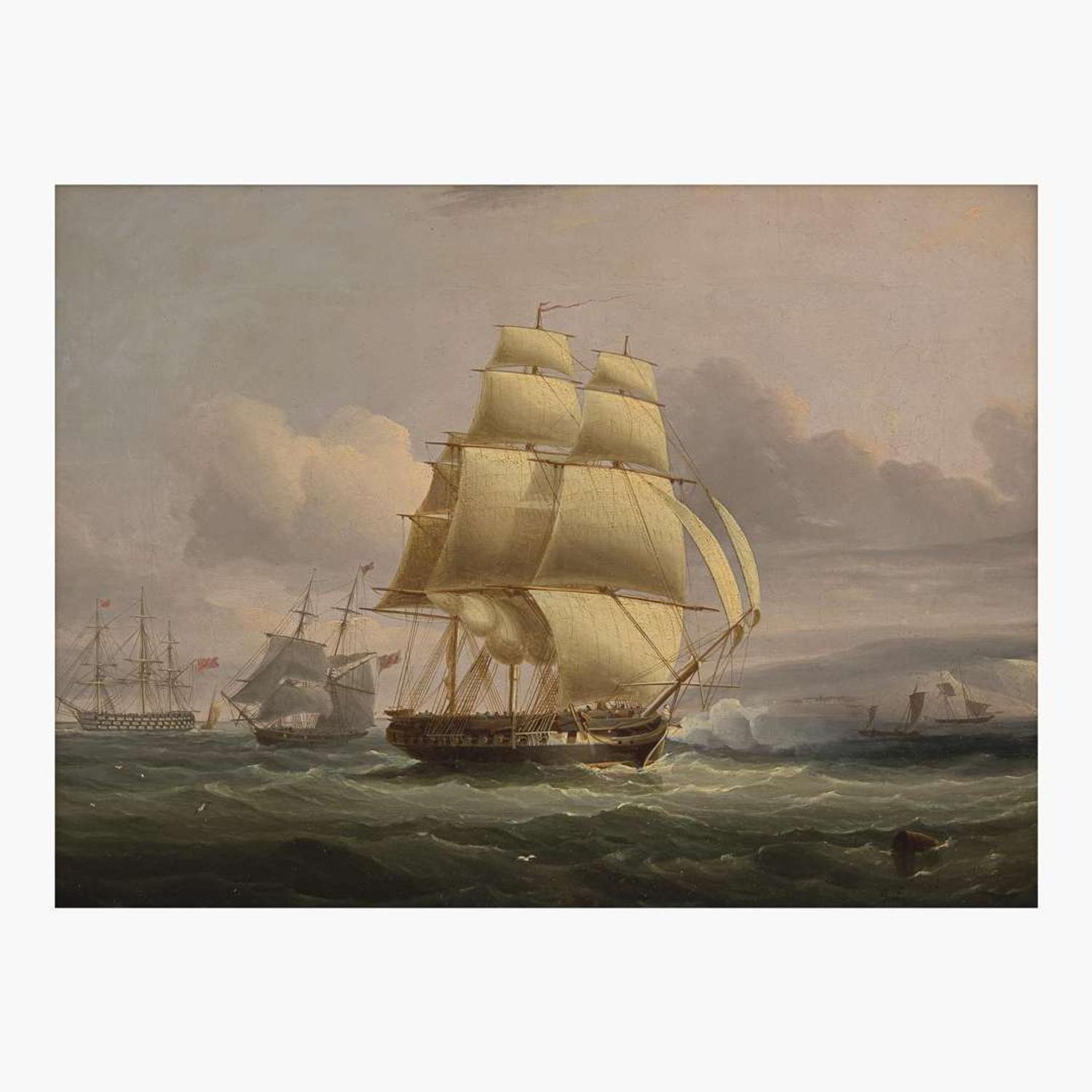 Starboard View of a Brig Under Sail (Possibly The Needles)