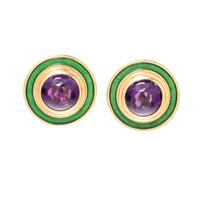DE VROOMEN, AMETHYST AND ENAMEL EARCLIPS