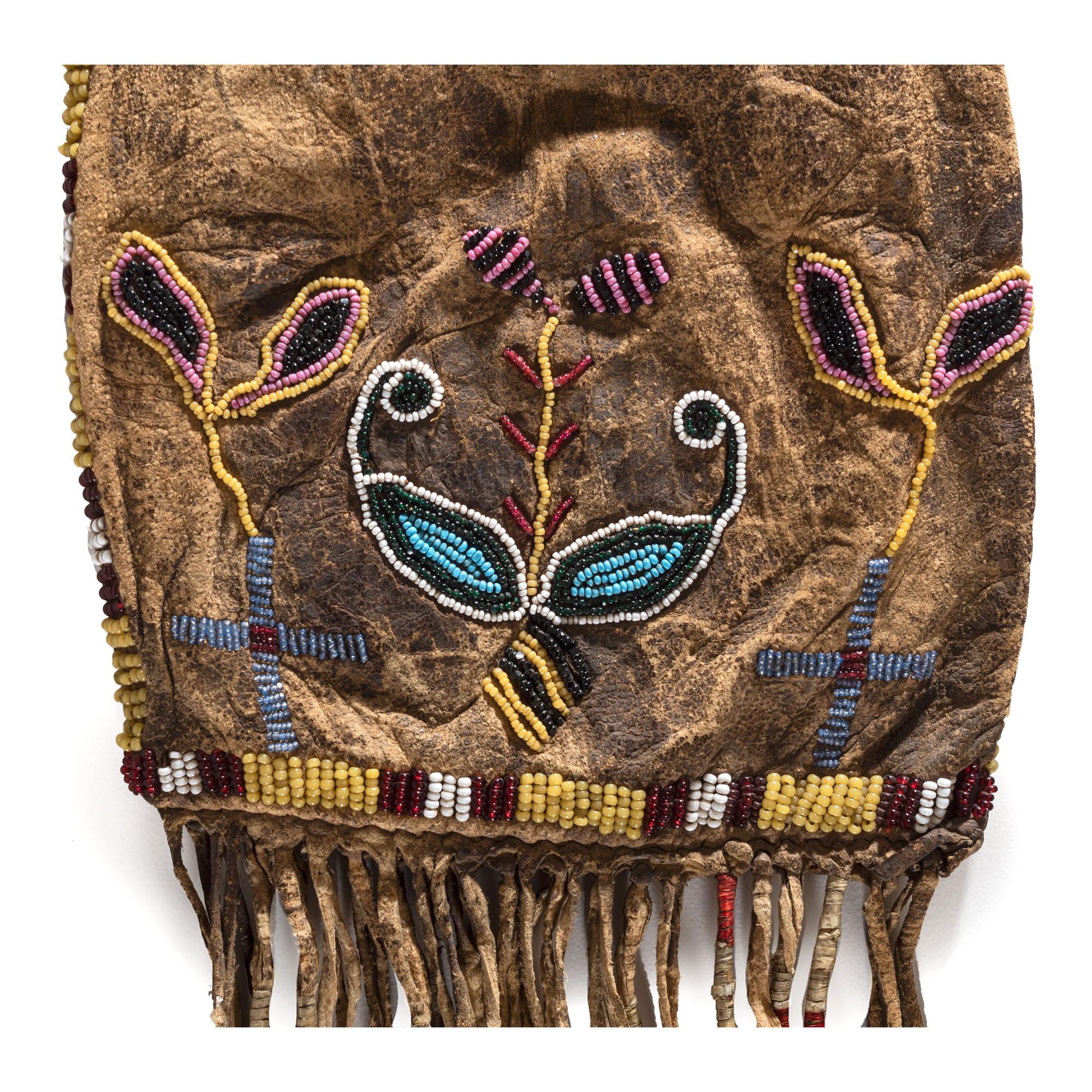 Early Santee Sioux Beaded Hide Tobacco Bag