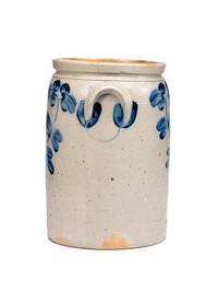 A Cobalt Decorated Stoneware Four-Gallon Crock
