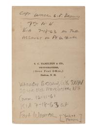 [CIVIL WAR]. Items related to two 7th New Hampshire Volunteers KIA at Fort Wagner, SC, incl. Captain Warren E. F. Brown.