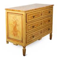 An Italian Painted Faux Marble Top Commode