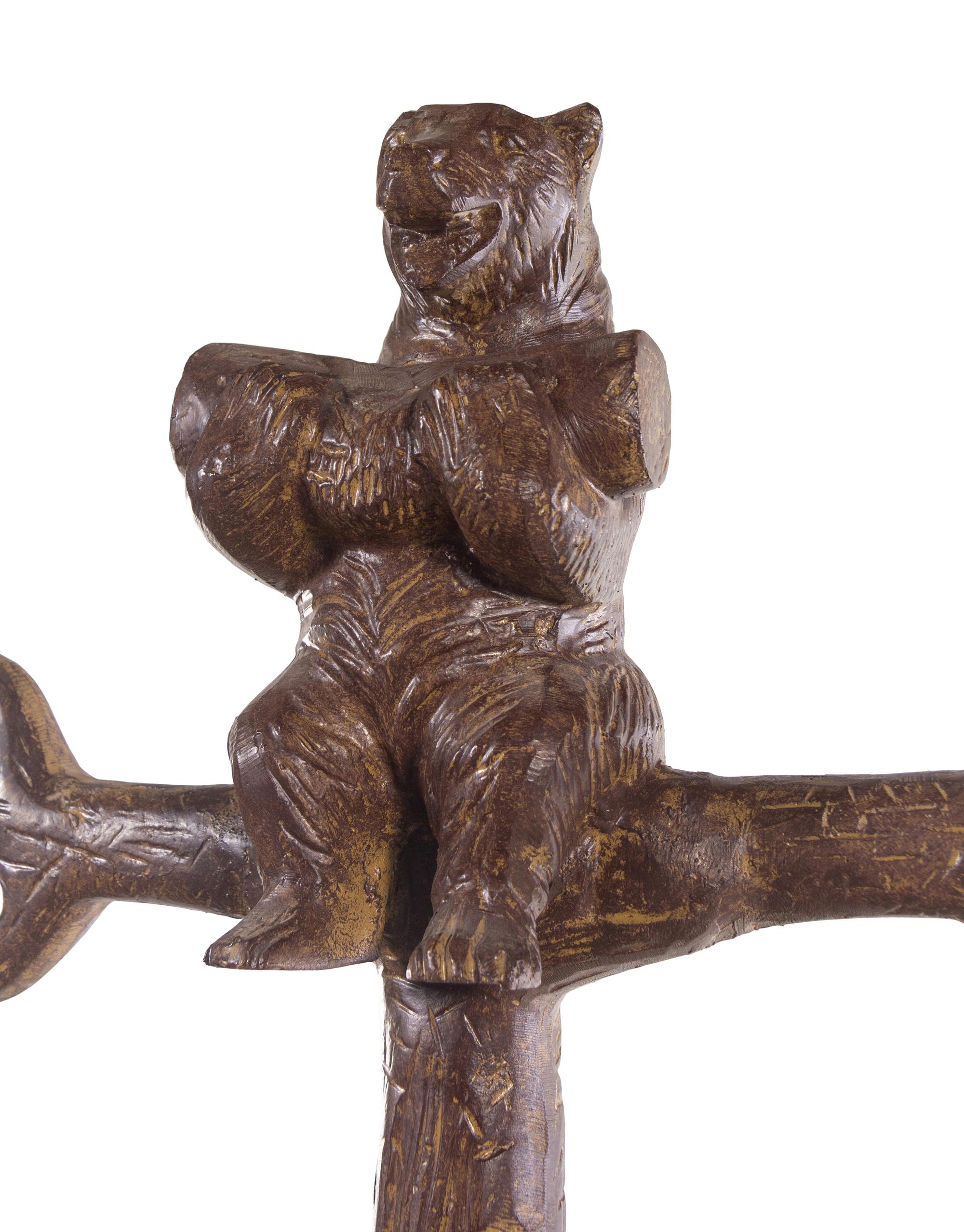 A Black Forest Style Patinated Metal Hall Tree
