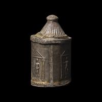 A Hellenistic Gilt-Silver Lidded Pyxis with Warriors