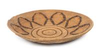 A Mission Indian Basket Tray Height 2 7/8 x diameter 16 7/8 inches.