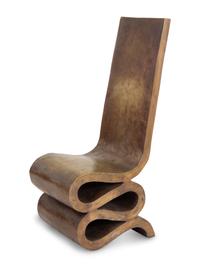 A Pair of Bronze Side Chairs After a Design by Frank Gehry
