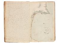 [US NAVY] -- [MARITIME]. Manuscript journal containing "Remarks and observations of Lt. Paulding of the U.S. Frigate Macedonian Commanded by John Downes, Esq. And bound on a Cruise in the Pacific Ocean." Illustrated. Ca. 1818-1828.