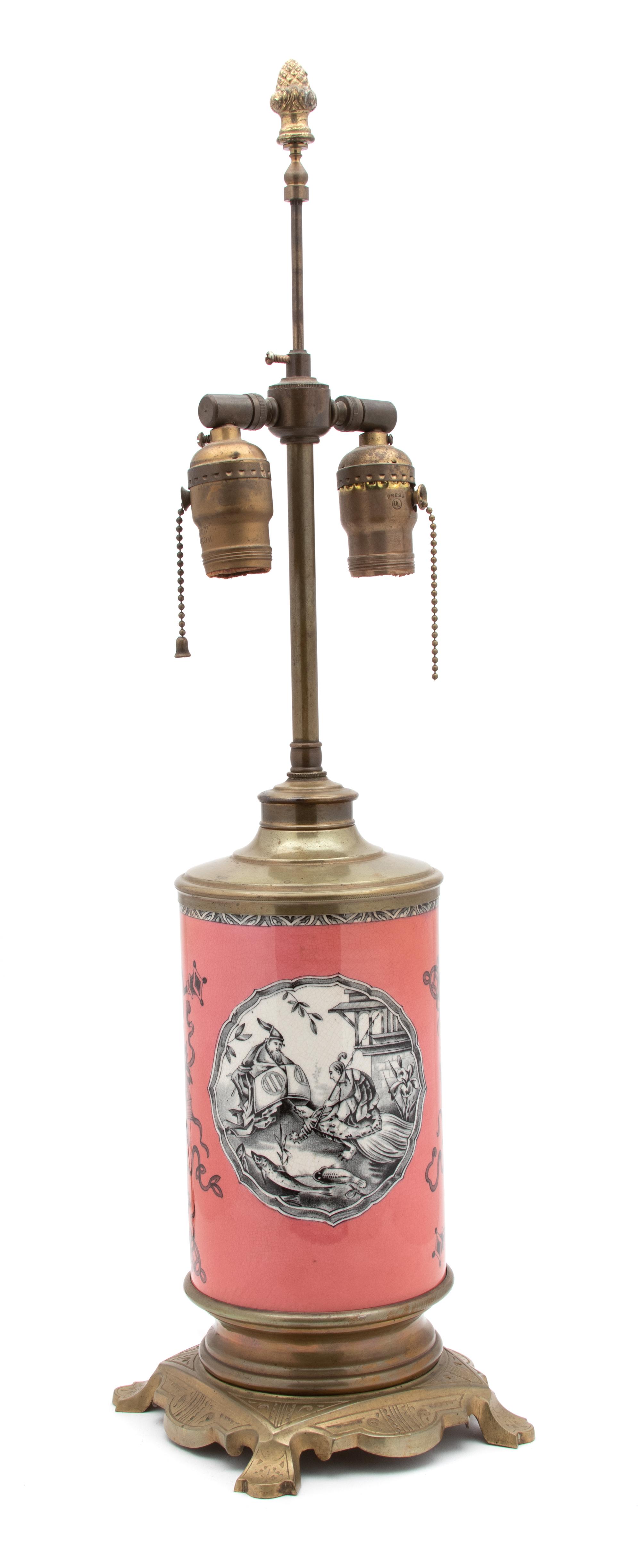 An English Gilt Metal Mounted Porcelain Table Lamp — 20TH CENTURY