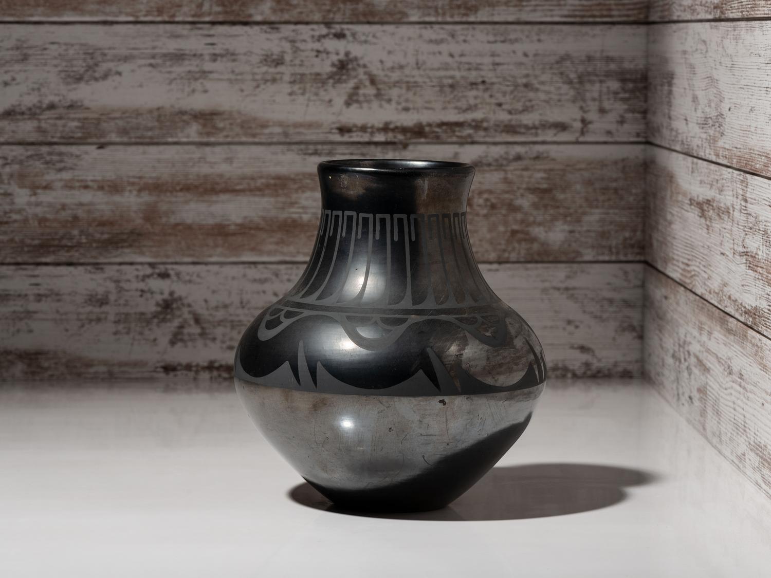 Blackware Pottery Jar, with Gunmetal Finish, July 1968