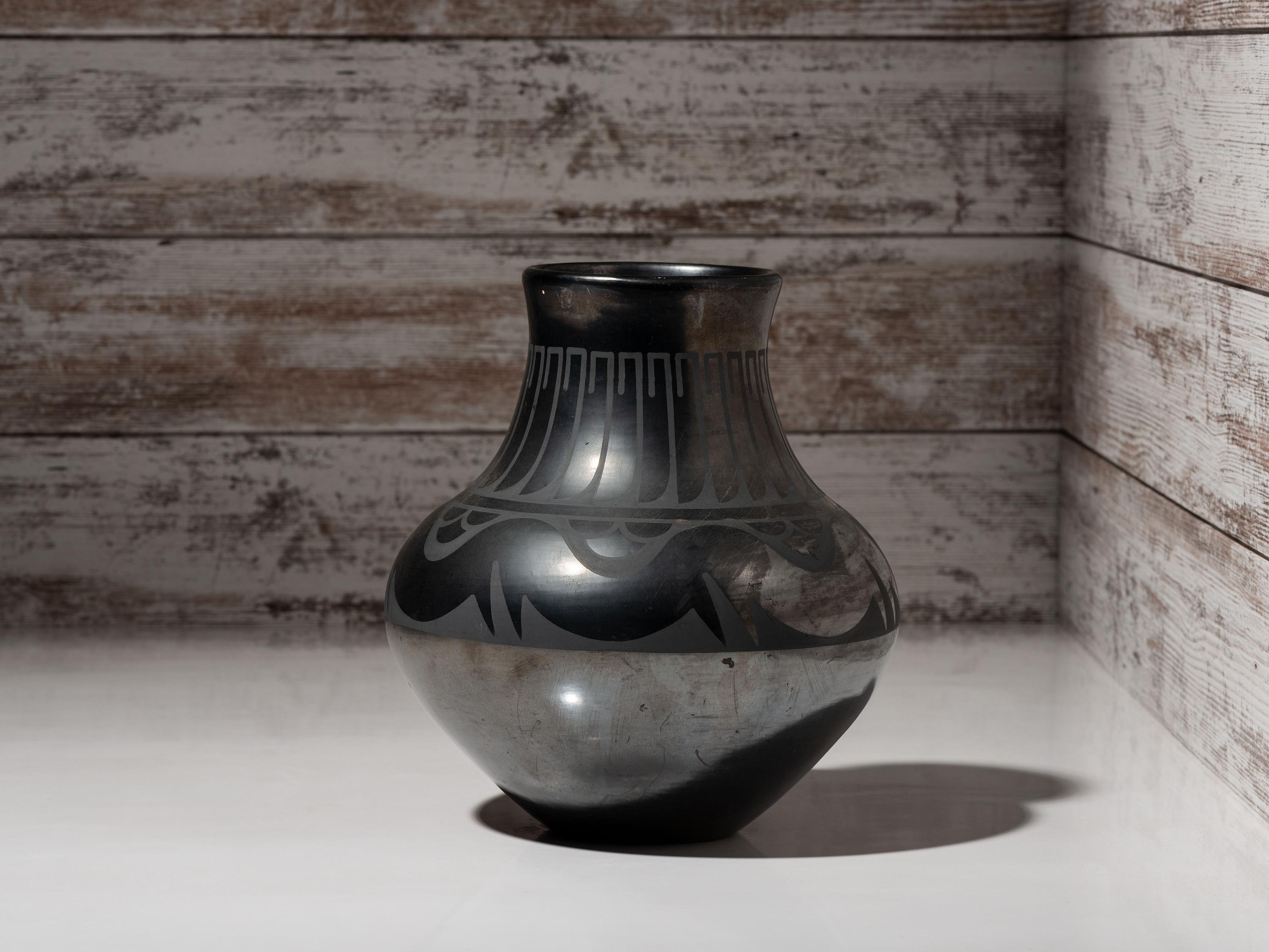 Blackware Pottery Jar, with Gunmetal Finish, July 1968