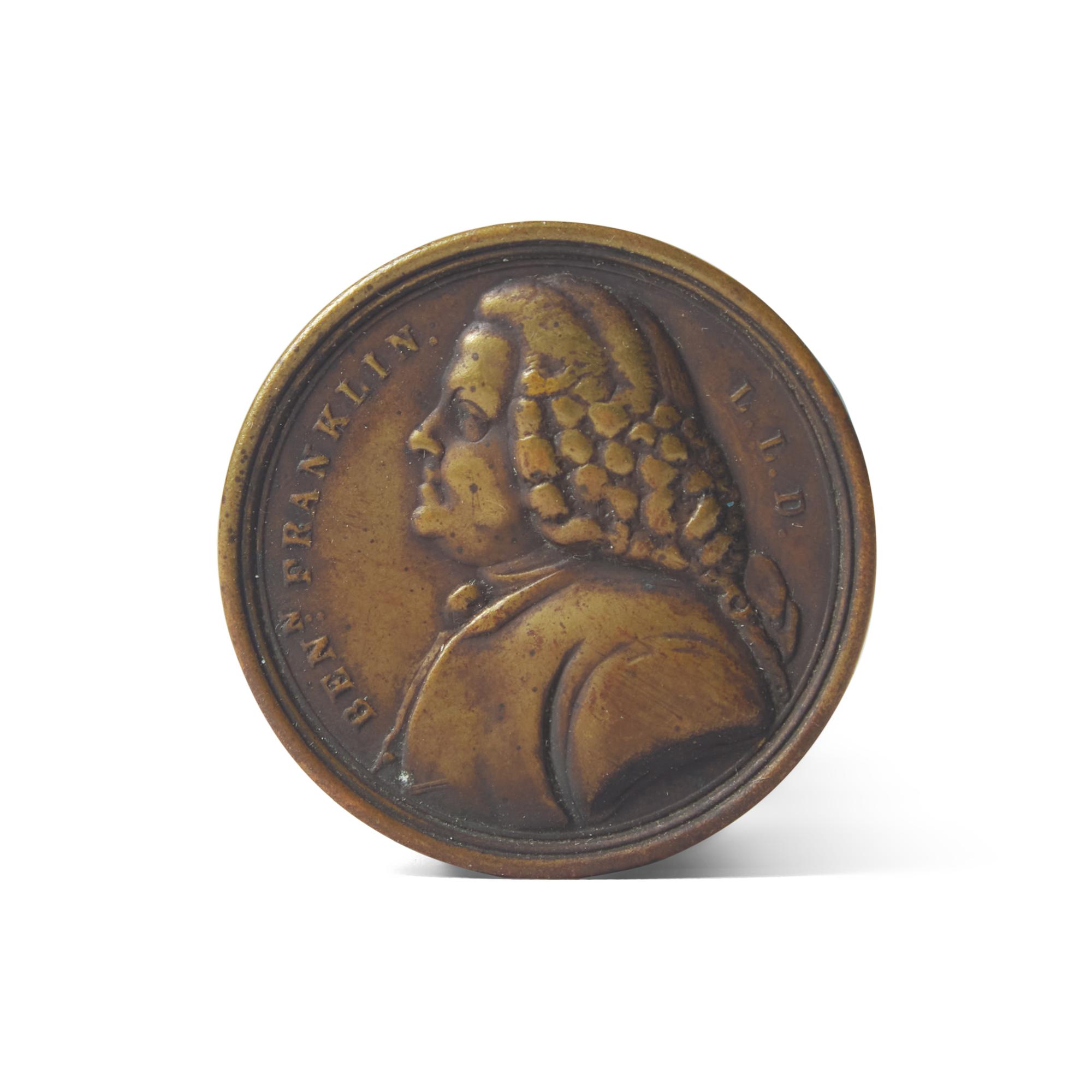 An American Cast Brass Benjamin Franklin Drawer Pull