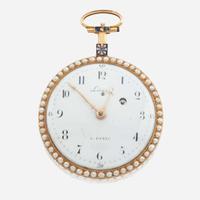 A gold openface enamel pocket watch, Leonard, Paris