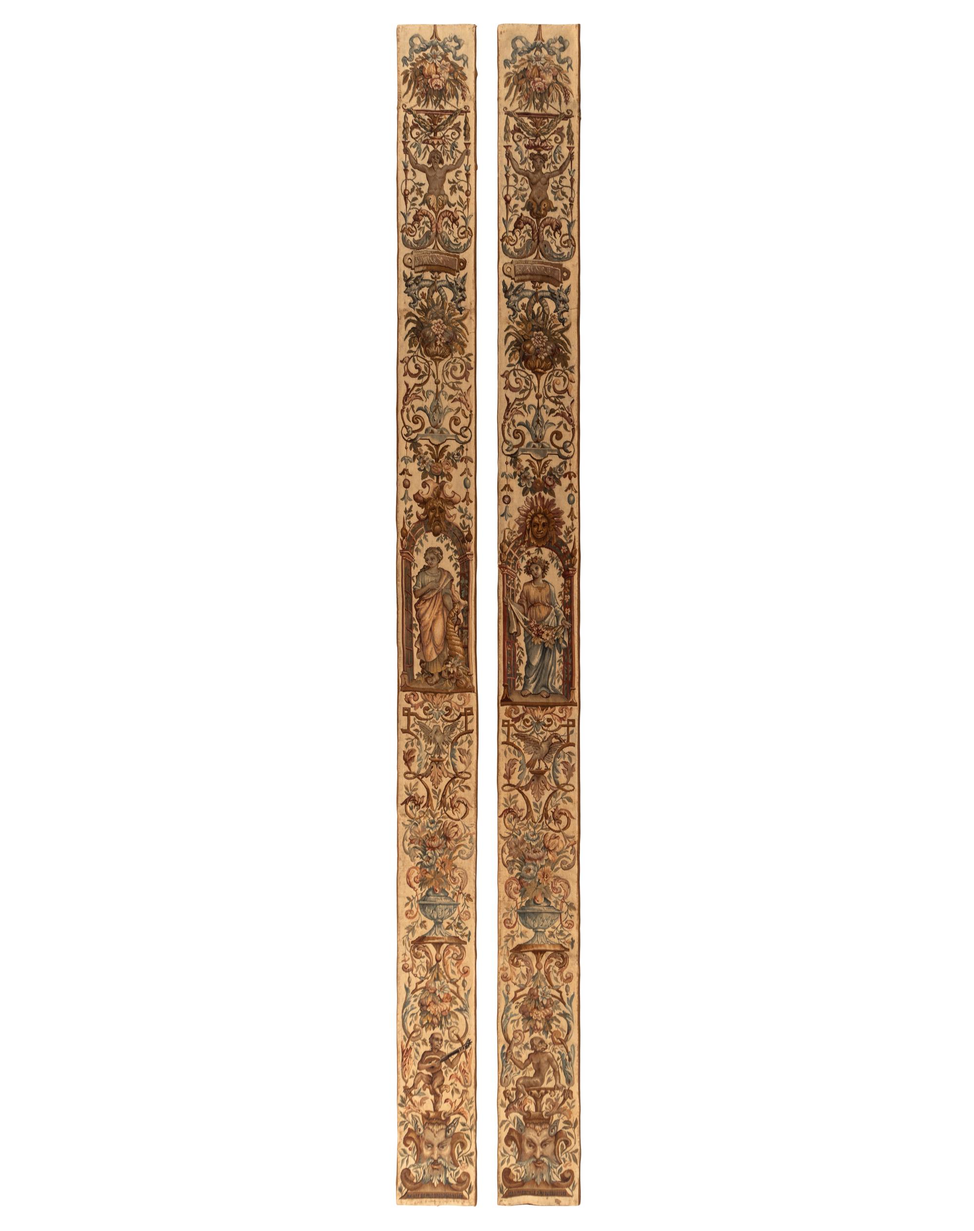 A Pair of Aubusson Tapestry Border Panels
