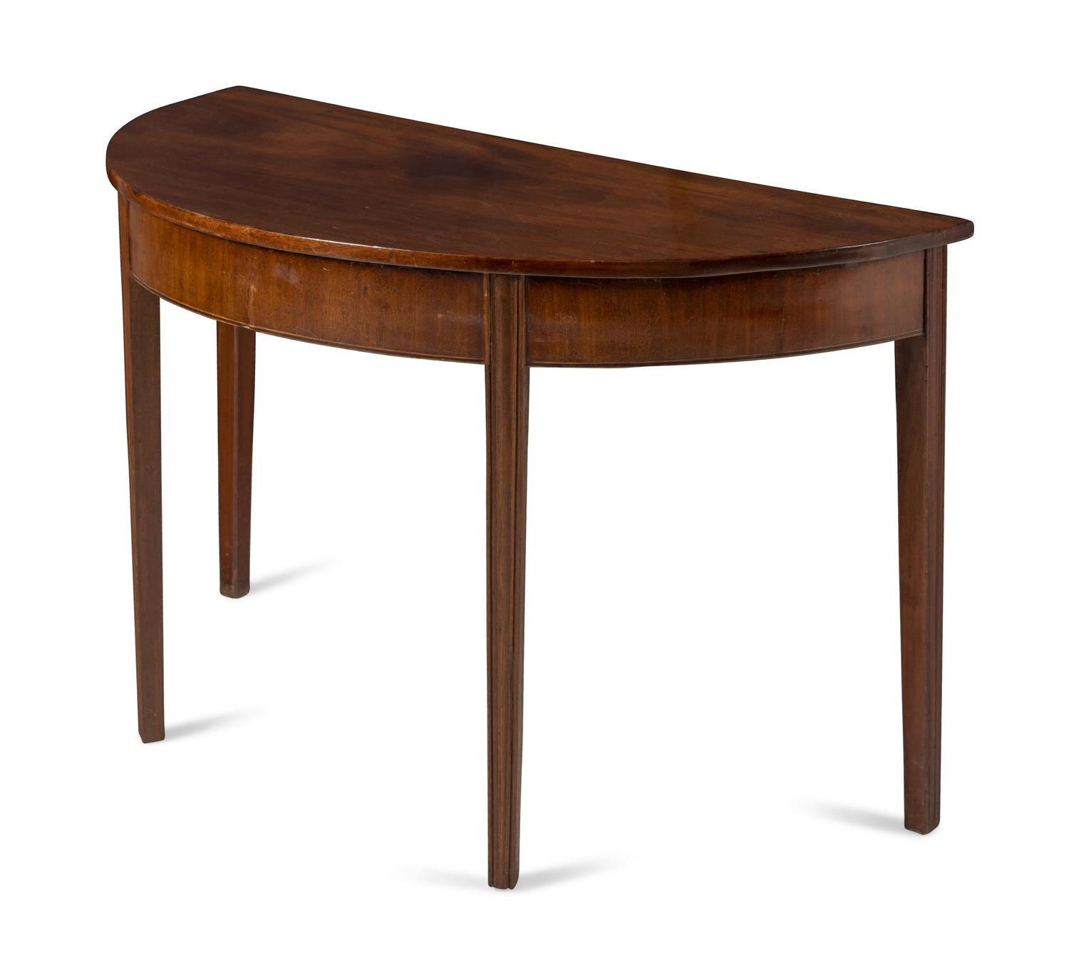 A George III Style Mahogany Demilune Table