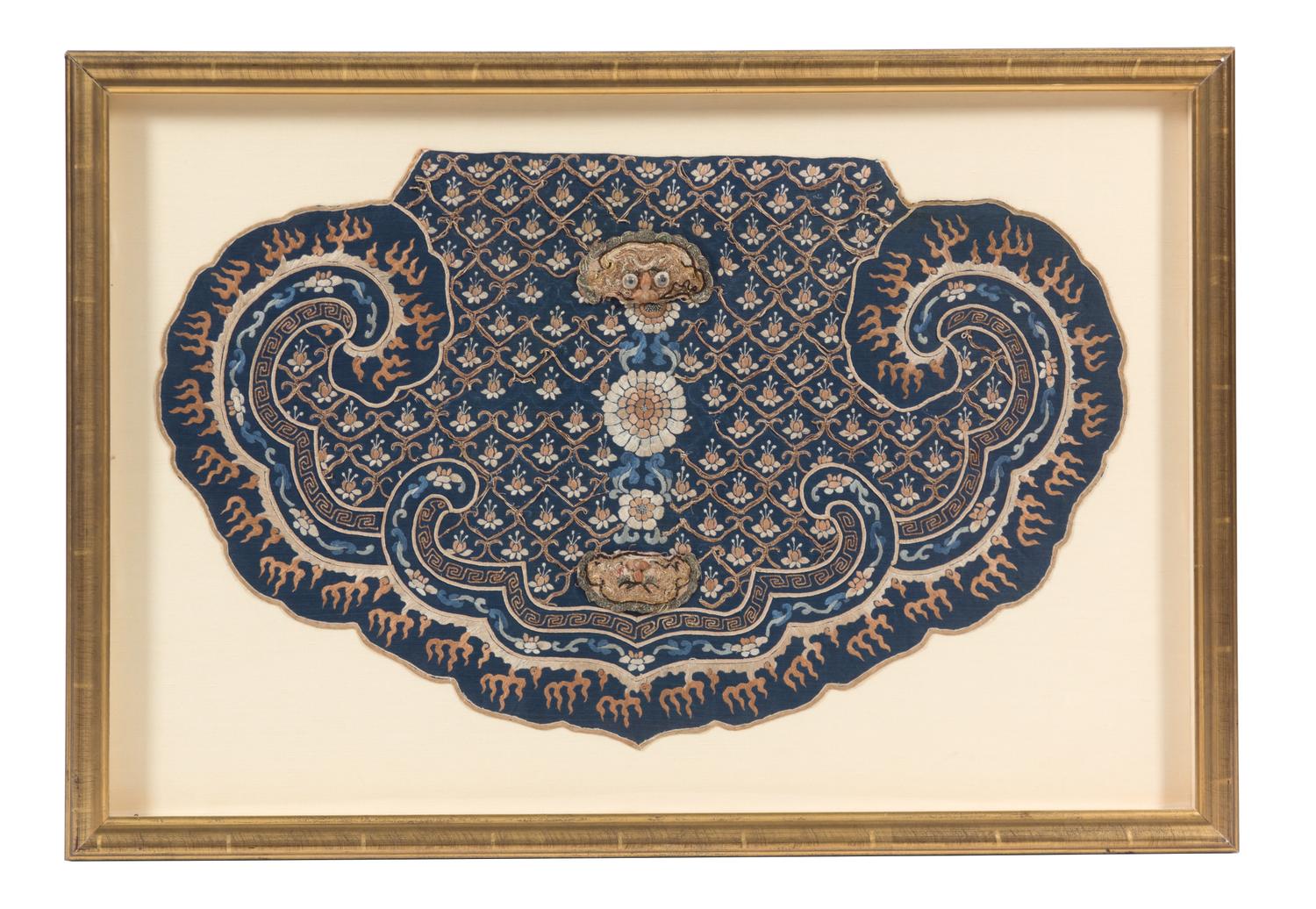 A Group of Four Gilt Framed Chinese Embroidered Panels Largest framed size 35 x 25 1/2 inches. — 19TH CENTURY