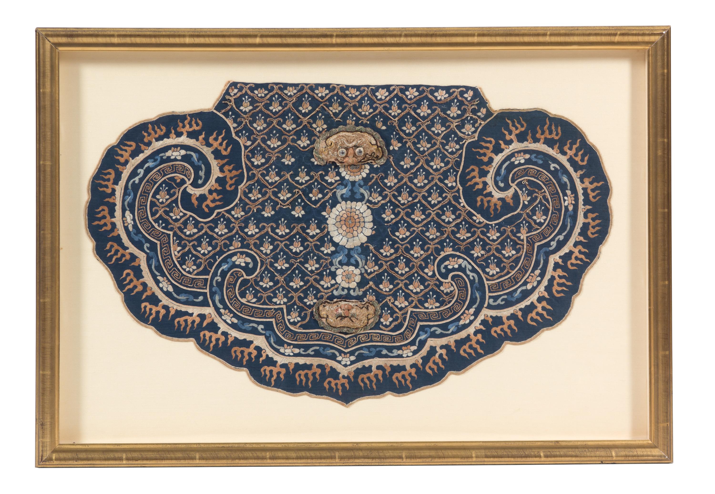 A Group of Four Gilt Framed Chinese Embroidered Panels Largest framed size 35 x 25 1/2 inches. — 19TH CENTURY