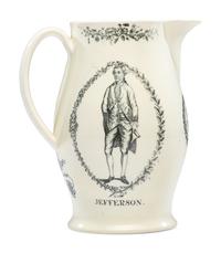 A Rare Liverpool Transfer-Printed Creamware 'Thomas Jefferson' Pitcher