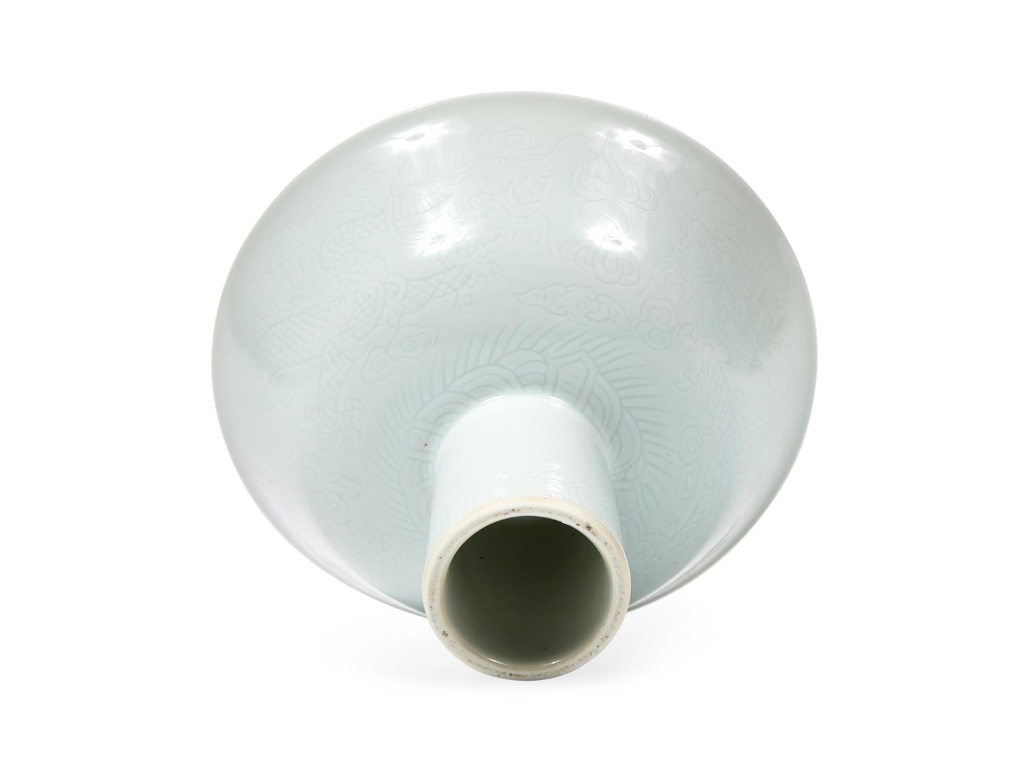 A Chinese Incised Porcelain "Dragon" Stem Cup 龍紋高足杯