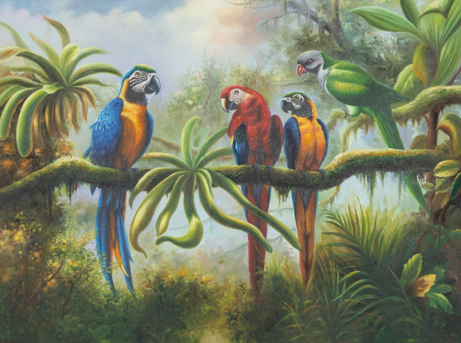 Four Parrots in a Jungle