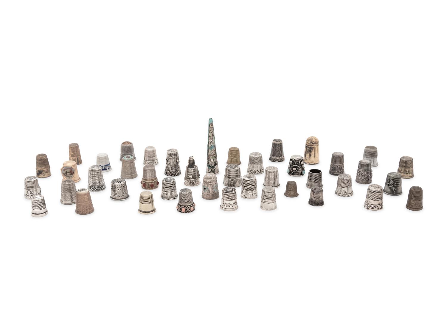 A Collection of Silver, Silver-Plate and Brass Thimbles
