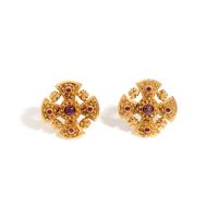 YELLOW GOLD AND RUBY EARCLIPS