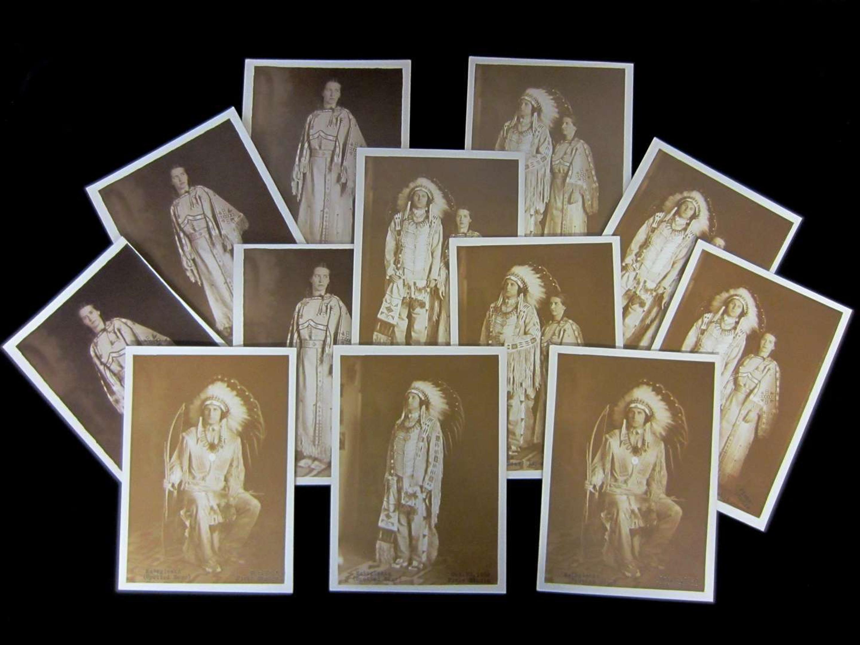 Frank Bennett Fiske (1883-1952) portrait photographs of matogleska (spotted bear) and anpaowicahpi (morning star)
