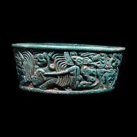 A Maya Green Fuchsite Bowl with Intricate Figures
