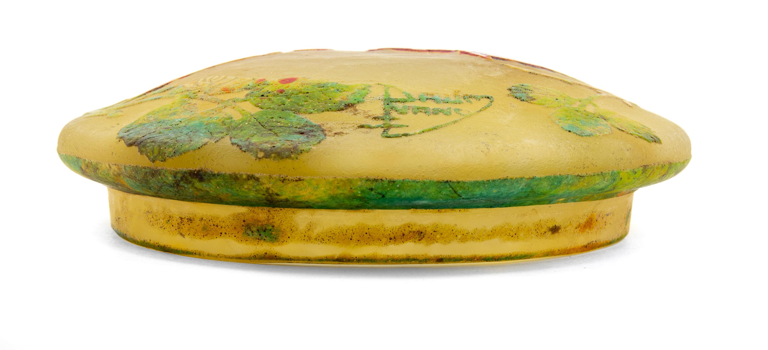 Daum, France, Early 20th Century, Cameo Glass Lid