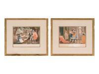A Set of Four French Hand-Colored Engravings in Giltwood Frames